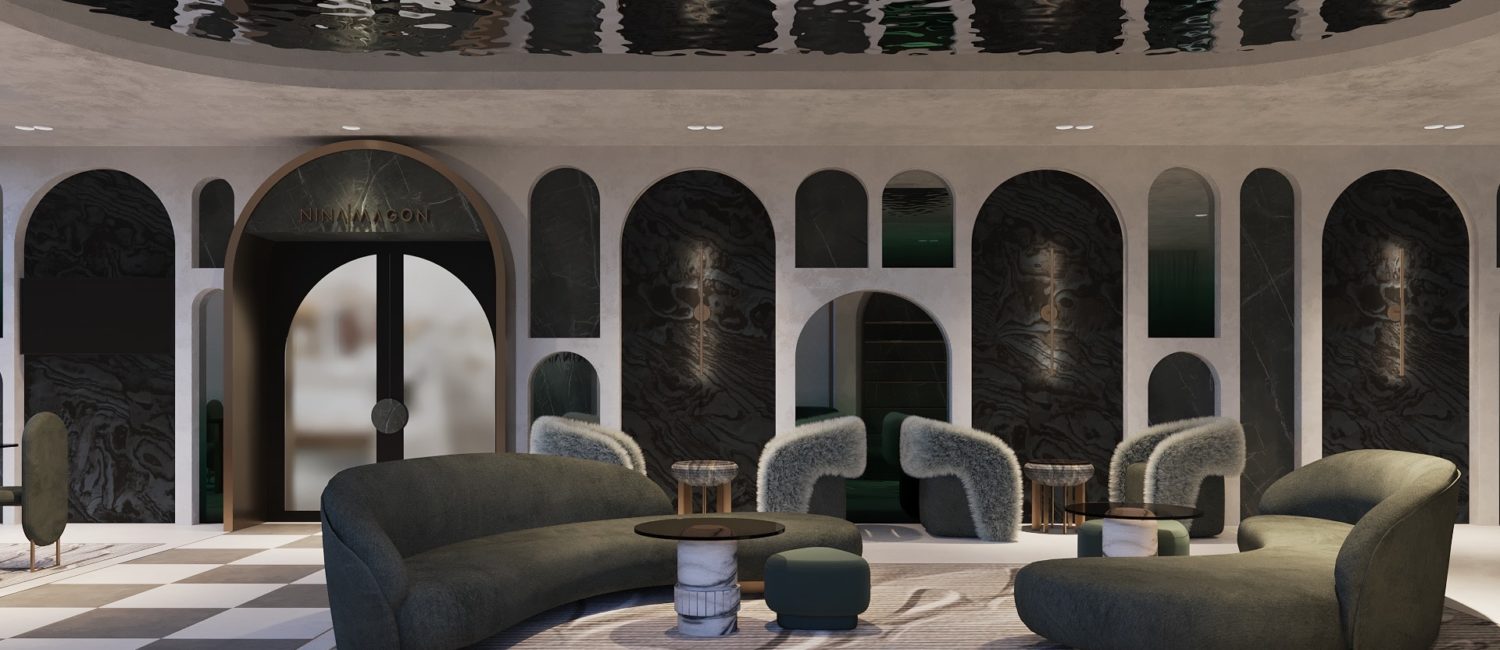 Rendering of The Nina Magon Loungeabove Zadok Master Jewelers in Post Oak Place, expected to open in the first quarter of 2021.