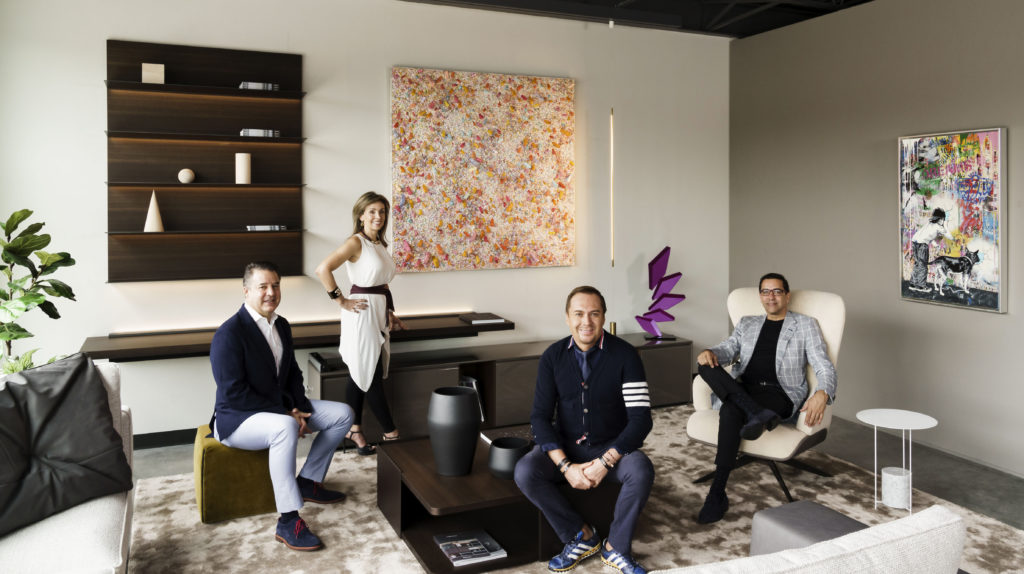 Art of the World Gallery’s Mauricio Vallejo and Liliana Molina join forces with BeDesign’s Adrian Dueñas and Marcelo Saenz to support Houston Grand Opera. , (Photo by Jack Thompson)