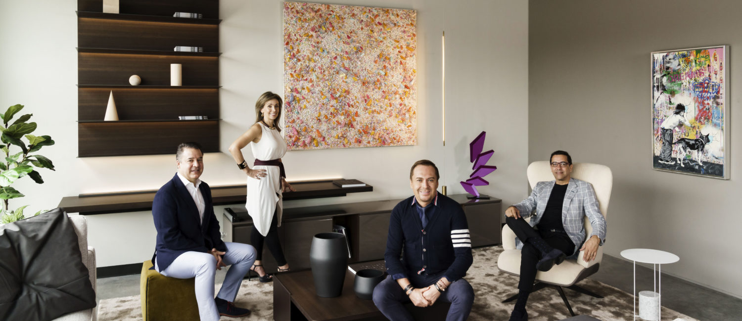 Art of the World Gallery’s Mauricio Vallejo and Liliana Molina join forces with BeDesign’s Adrian Dueñas and Marcelo Saenz to support Houston Grand Opera. , (Photo by Jack Thompson)
