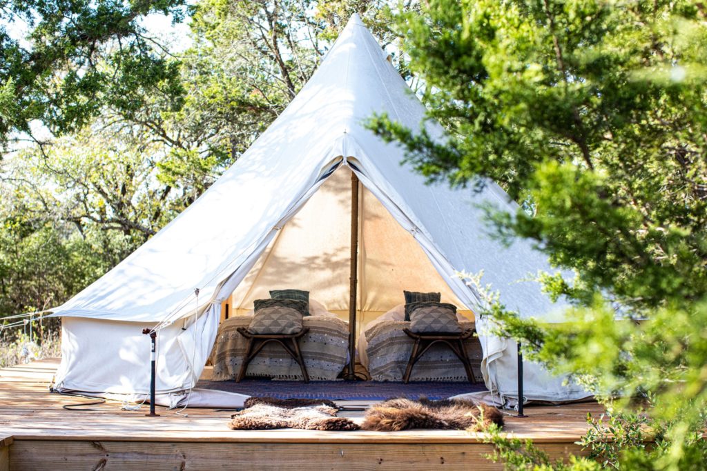 The Collective Hill Country offers a 'Work from Tent' option for those who need to stay connected.