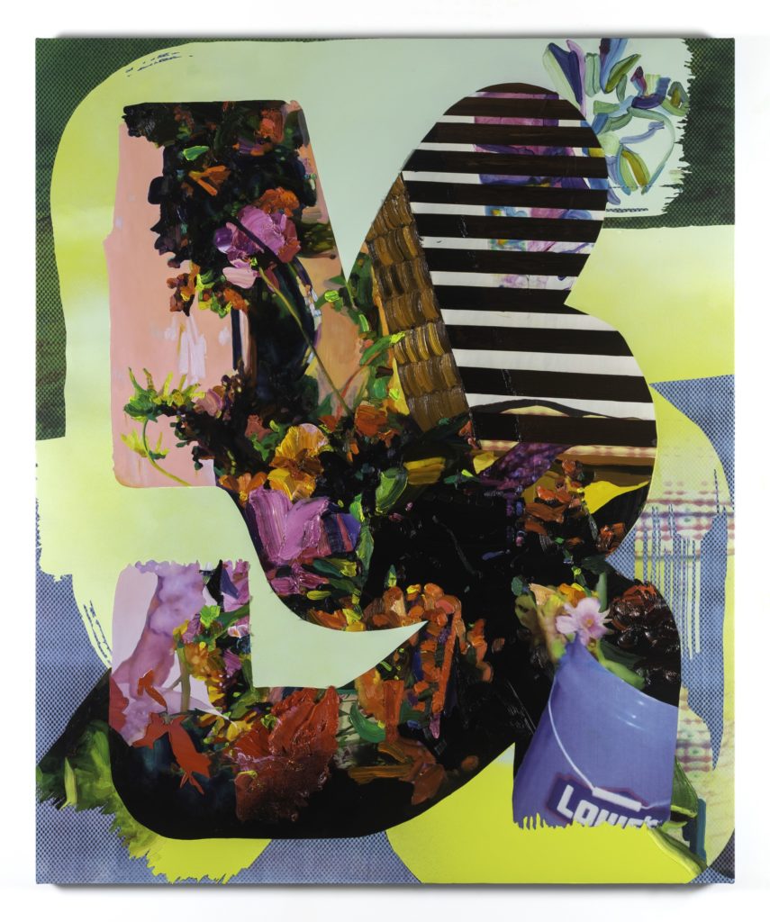 Jimmy Baker's "Double Walker," 2019, at Keijsers Koning wins us over with its lush imagery, a find at Four x Five's physical fair at Dallas Art Fair Projects November 11-25, 2020. 