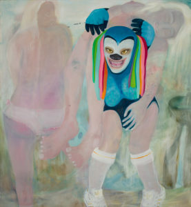 Lydia Maria Pfeffer’s “She-Wolves in Training (isle of giantesses),” 2019, combines abstraction and Surrealist figuration, in a powerful, image-laden canvas bearing a feminist stance. The Los Angeles-based artist is featured at Galerie Droste on Culture Place during Four x Five.