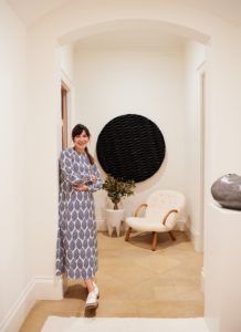 Margaret Naeve Parker, M Naeve, n the Gallery and Formal Powder she designed (Photo by Jonathan Zizzo)