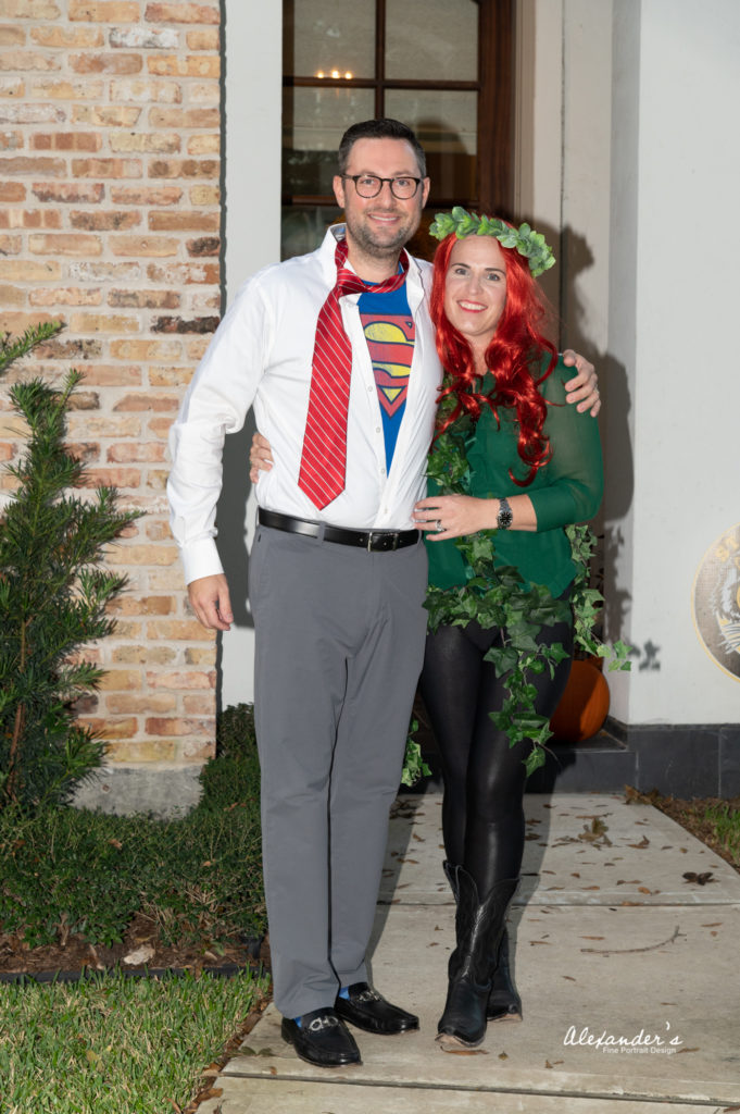 Matt & Molly LaFauci dressed to party superhero style for the Children's Museum Houston superhero virtual gala.