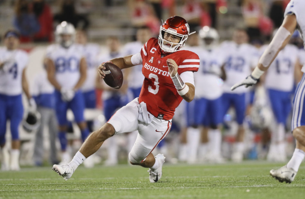 Clayton Tune can run, but the University of Houston quarterbacks knows his team is at its best when he's spreading the ball around. (Courtesy UH Athletics)