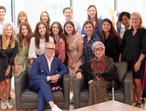 University of Texas students in the Textiles and Apparel program with designer Tommy Hilfiger and style icon Iris Apfel during UT at NYC week.