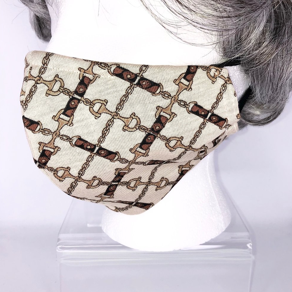 RoKi Design created this face mask from vintage horse bit knit silk jersey.