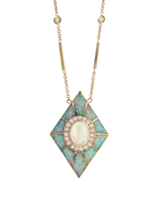 Ylang 23 Jacquie Aiche crafted this vibrant Opal Inlay Pendant Necklace