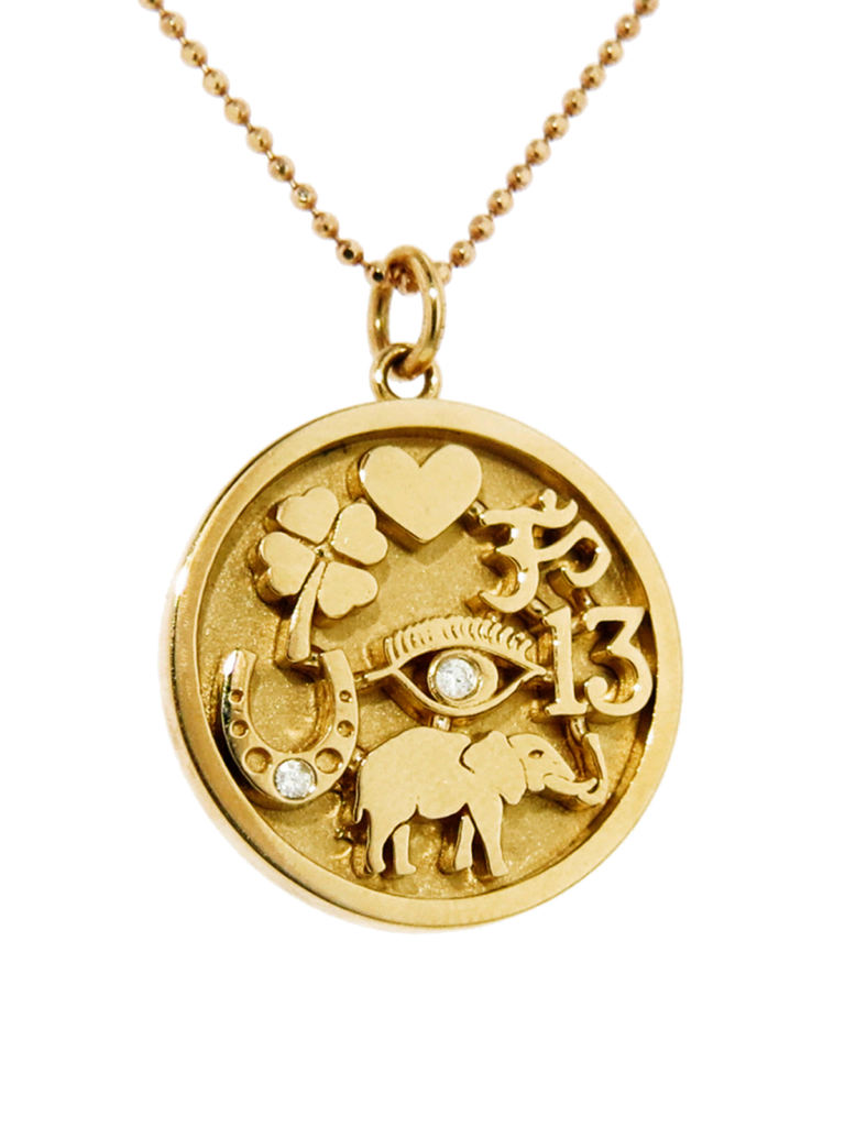 This golden good luck charm covers all the bases.