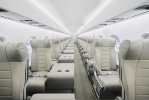 Seating aboard the JSX Embraer Jet is unprecedented in a 1×1 configuration with no less than 35 inches of legroom.