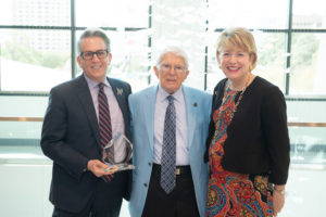HMH Board Chair Carl Josehart, Honoree Dr. Milton Boniuk, HMH CEO Dr. Kelly J. Zúñiga