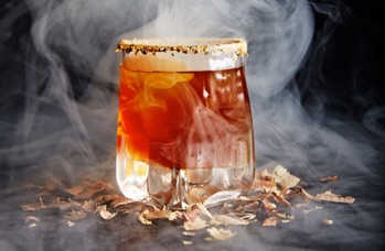Smoked bourbon cocktail on the menu.
