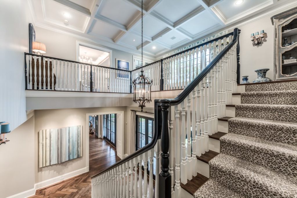 A custom stark runner leads to a 3-D artwork by Roi James.