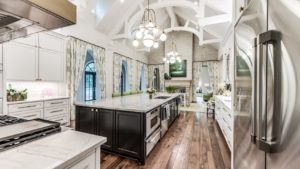 Farnham – vaulted ceilings and limed brick double sided fireplace