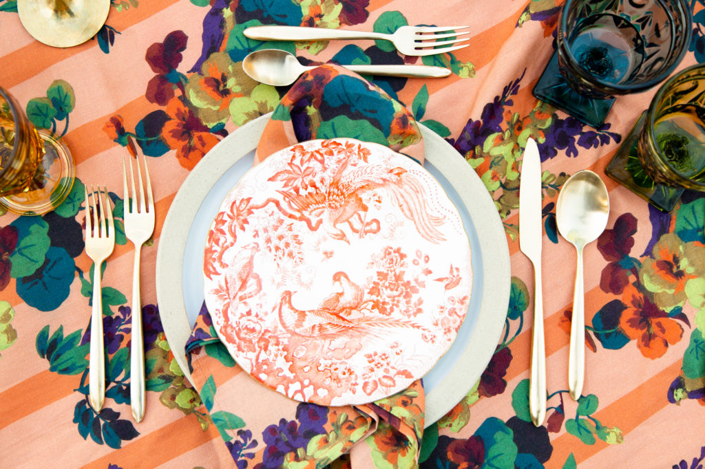 Little Coterie Friendsgiving dinner place settings set a whimsical tone (Photo by Lawrence Elizabeth Knox)