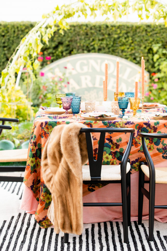 It was a picture-perfect if chilly (thus the fur) evening for dinner in the garden. (Photo by Lawrence Elizabeth Knox)