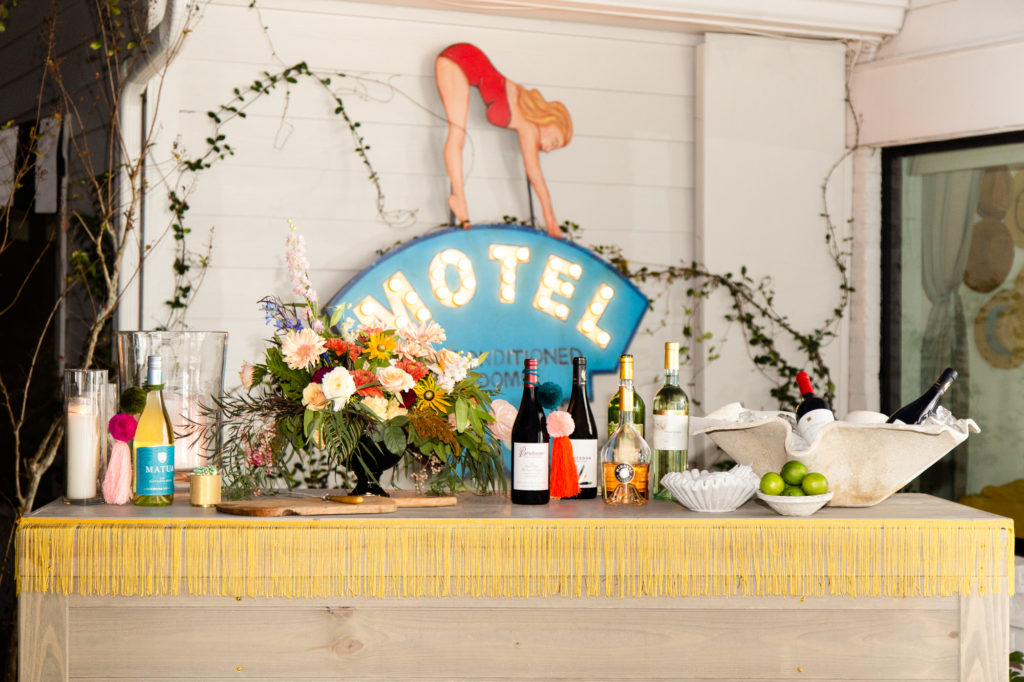 Karen Johnson's Goodie Rentals provided the playful bar for the dinner party.  (Photo by Lawrence Elizabeth Knox)