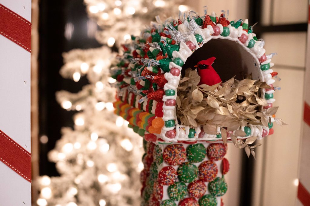 Detail of the charming gingerbread house on display outside of The Post Oak Hotel French pastry shop Bouchee. (Photo courtesy of Fertitta Entertainment)