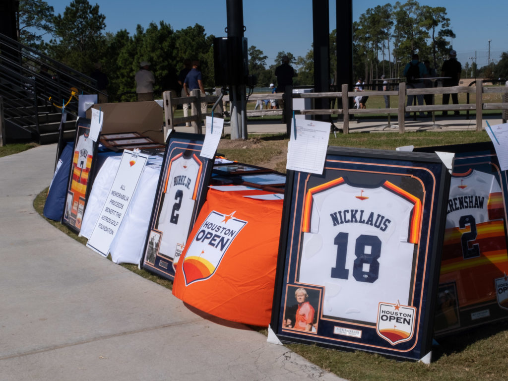 Auction merchandise is already on display at the Memorial Park golf course. (Photo by F. Carter Smith)