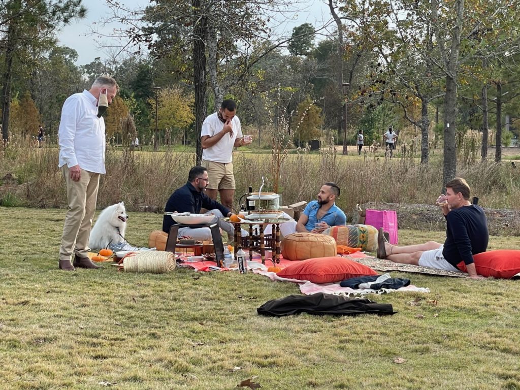 Fady Armanious and Bill Baldwin's Thanksgiving picnic could be a visual riff on Claude Monet's 'Luncheon on the Grass' 