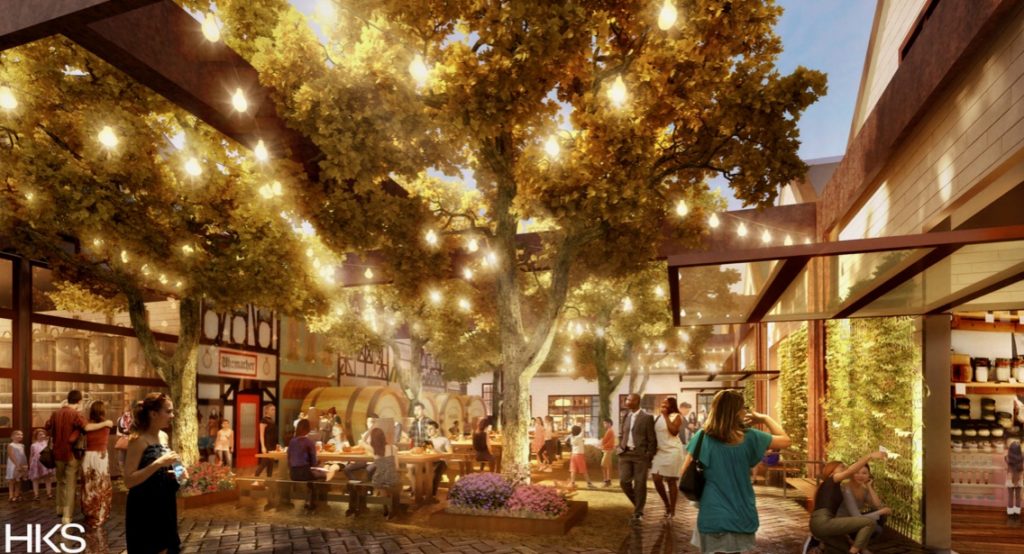 The Muenster Cheese Factory hopes to include Muenster Brewing, townhomes, dining and even a boutique hotel. Conceptual rendering HKS Architects.