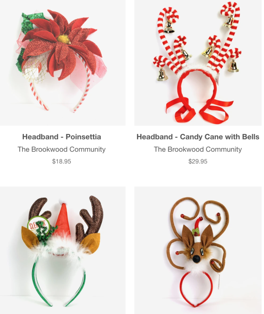Among the many Brookwood Community offerings at the virtual Houston Ballet Nutcracker Market are these whimsical head ornaments.