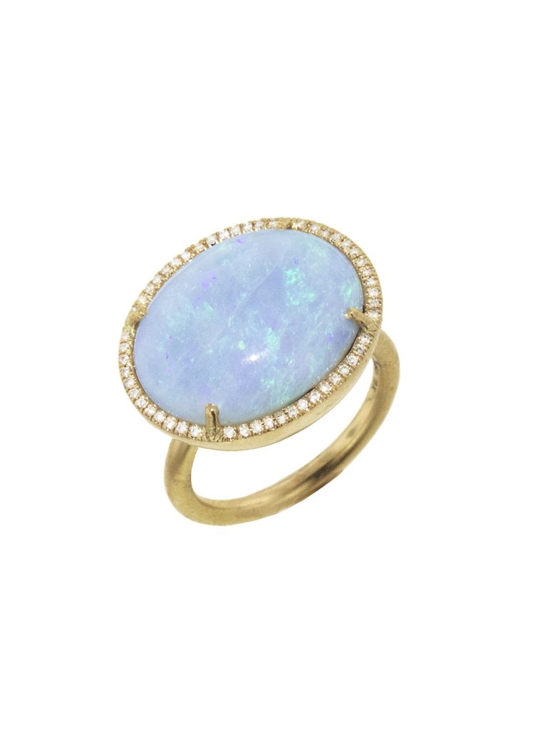 Ylang – Boulder Opal Ring with pave diamonds