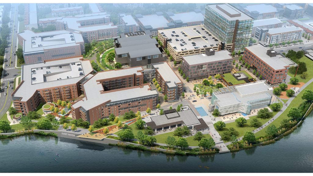 East River Phase One aerial view; Rendering Courtesy of Midway