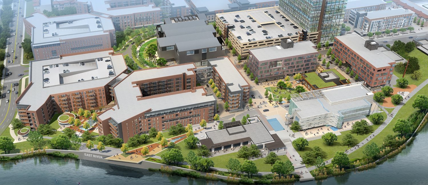 East River Phase One aerial view; Rendering Courtesy of Midway