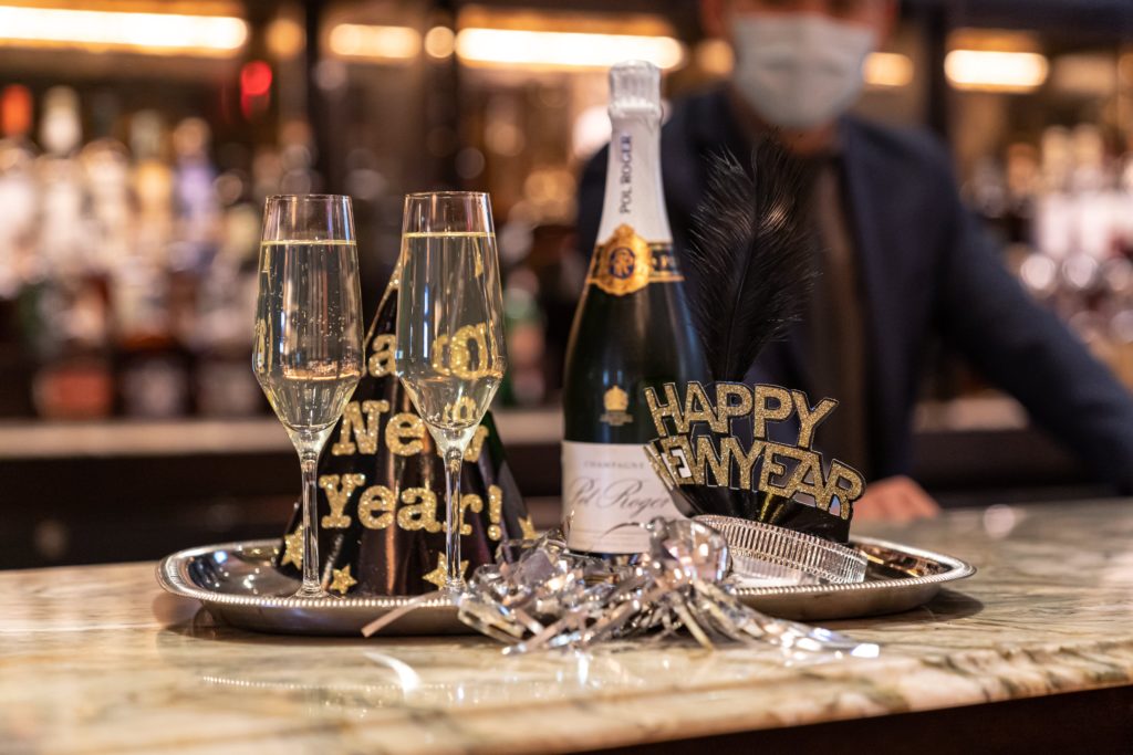 The Houstonian’s New Years’ hats and champagne.