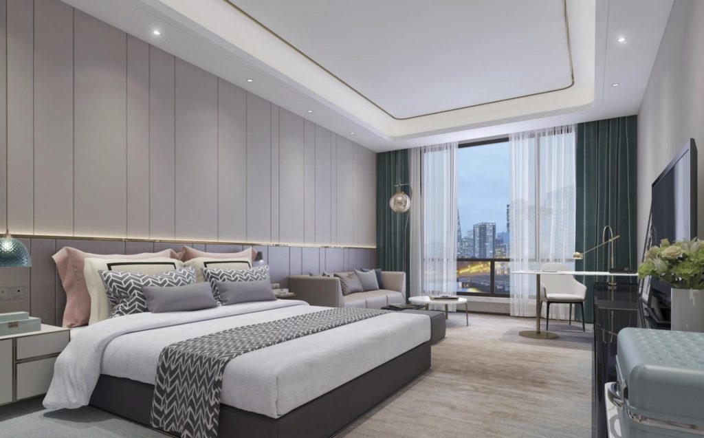 Guest room amenities in the Blossom Hotel Houston Medical Center include Nespresso coffee machines, smart TV, the necessary robe and slippers and Gilchrist & Soames amenities.
