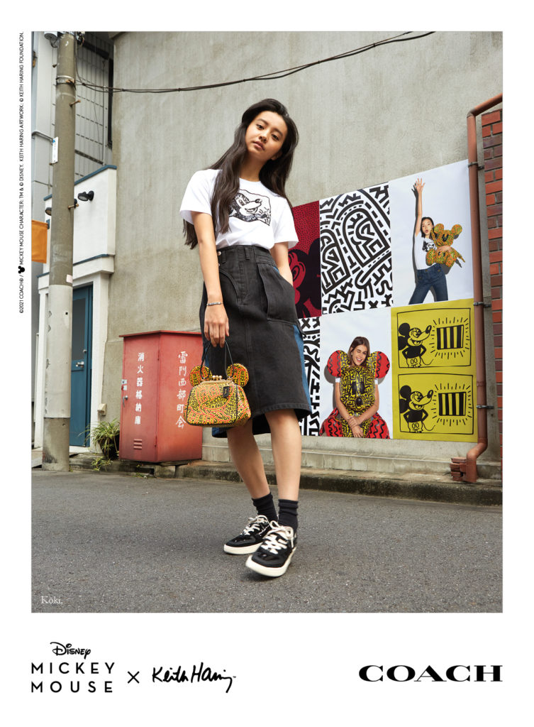 Model and songwriter Koki is part of the Coach ad campaign introducing the special edition Disney Mickey Mouse x Keith Haring collection, available in January.