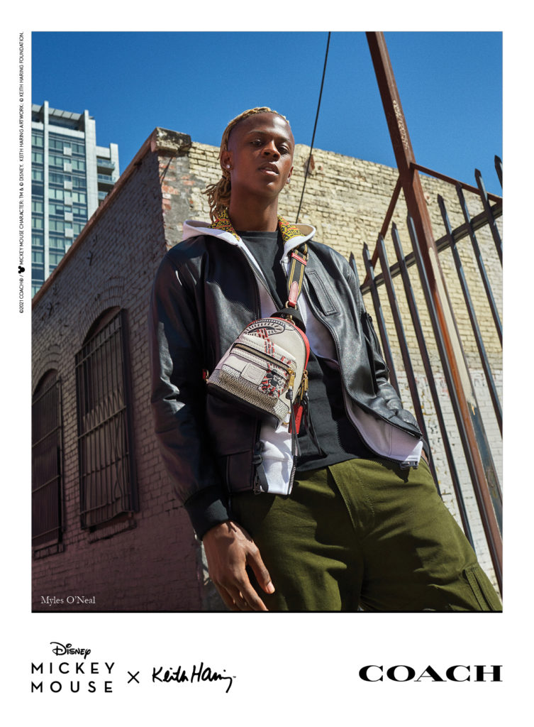 TV personality Myles O'Neal is part of the Coach ad campaign introducing the special edition Disney Mickey Mouse x Keith Haring collection, available in January.