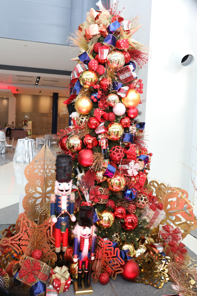 The Alley Theatre Deck the Trees display of decorated conifers. The Nutcracker tree by Macy's.