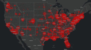 Red dot Covid map spotlighted the peril (photo by Blueraster.com)