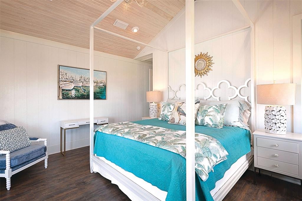 The house includes six bedrooms, six full baths and one half bath.