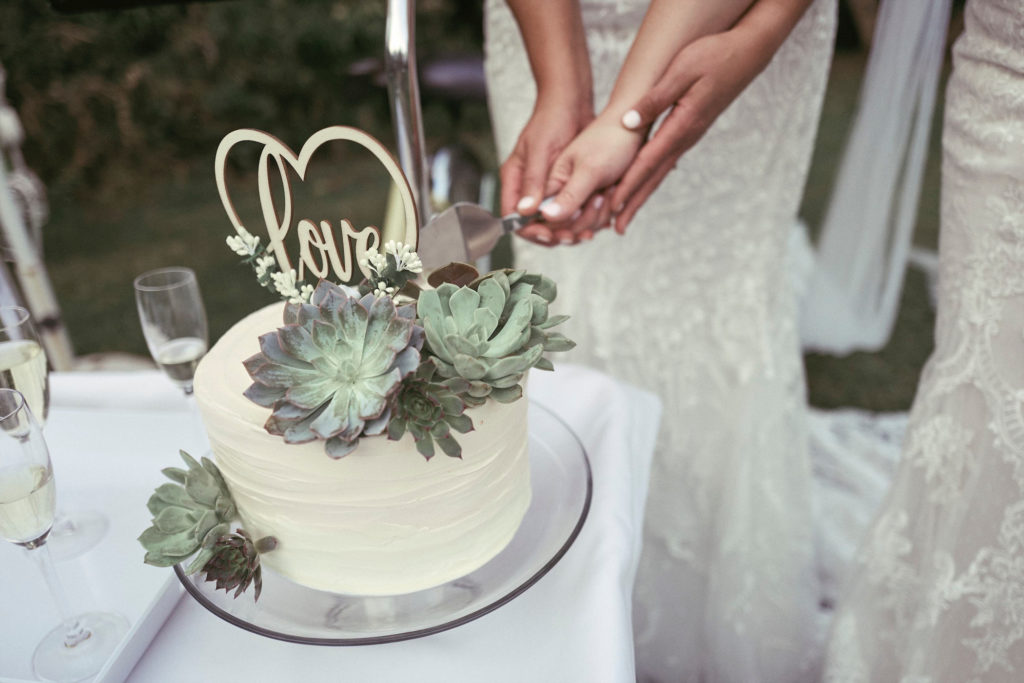Fossil's photoshoot set designer secured succulents for the cake, made by the Parker’s in-house chef. (Photo by Tom Shirmacher)