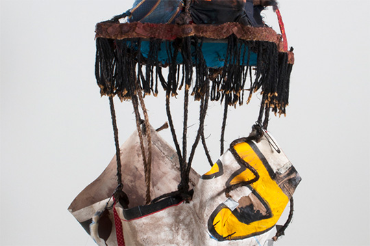 The air balloon-style pieces float above the viewer, crafted as vessels that could carry and care for the spirits of unarmed people of color killed at the hands of police.