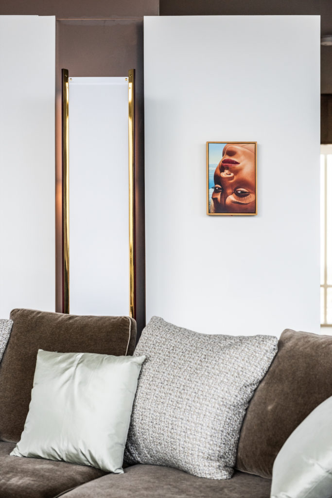 Prisma floor lamp by Ignazio Gardella, 1960, for Azucena. Artwork by Richard Phillips through Russell Brightwell. (Photo by Robert Yu)