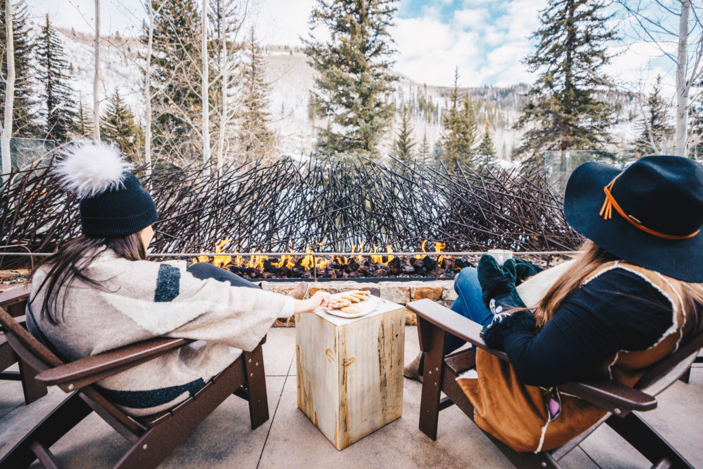Fire pits can be reserved at Grand Hyatt Vail for the ultimate scenery for work calls or coffee breaks.