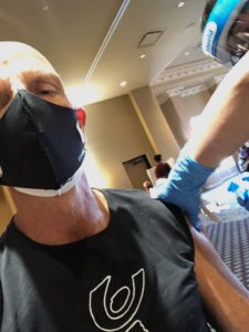 Clifford Pugh receives COVID-19 vaccine at Bayou Event Center