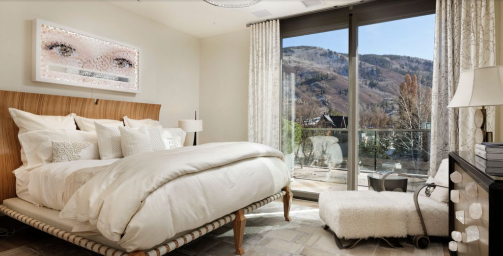 A bedroom in the $11 million penthouse in Aspen's historic Crandall Building. (Douglas Elliman photo)