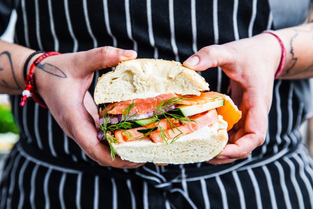 Bagel sandwich with cream cheese and lox from Bagel Shop Bakery (Photo by the Bagel Shop Bakery).