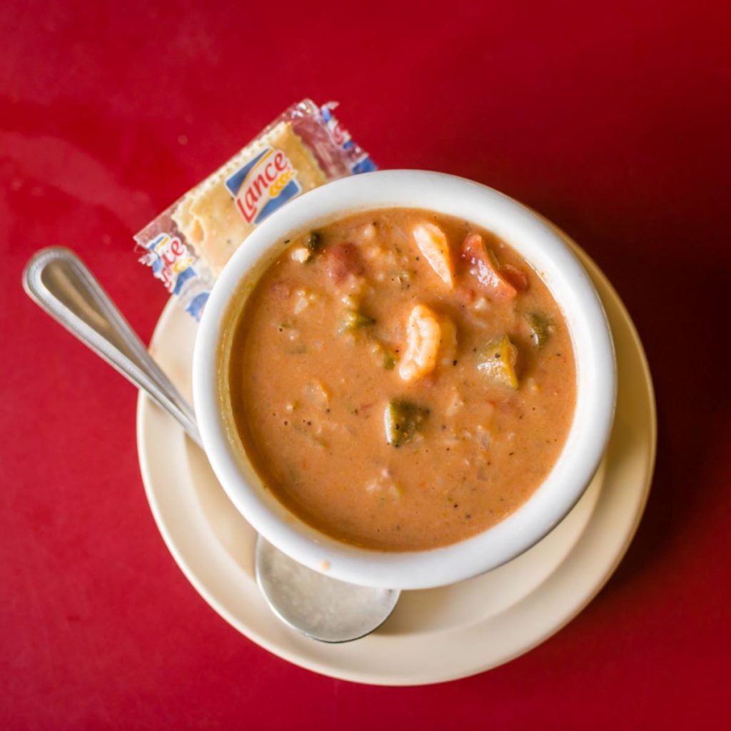 On a cold day a bowl of gumbo hits the spot.