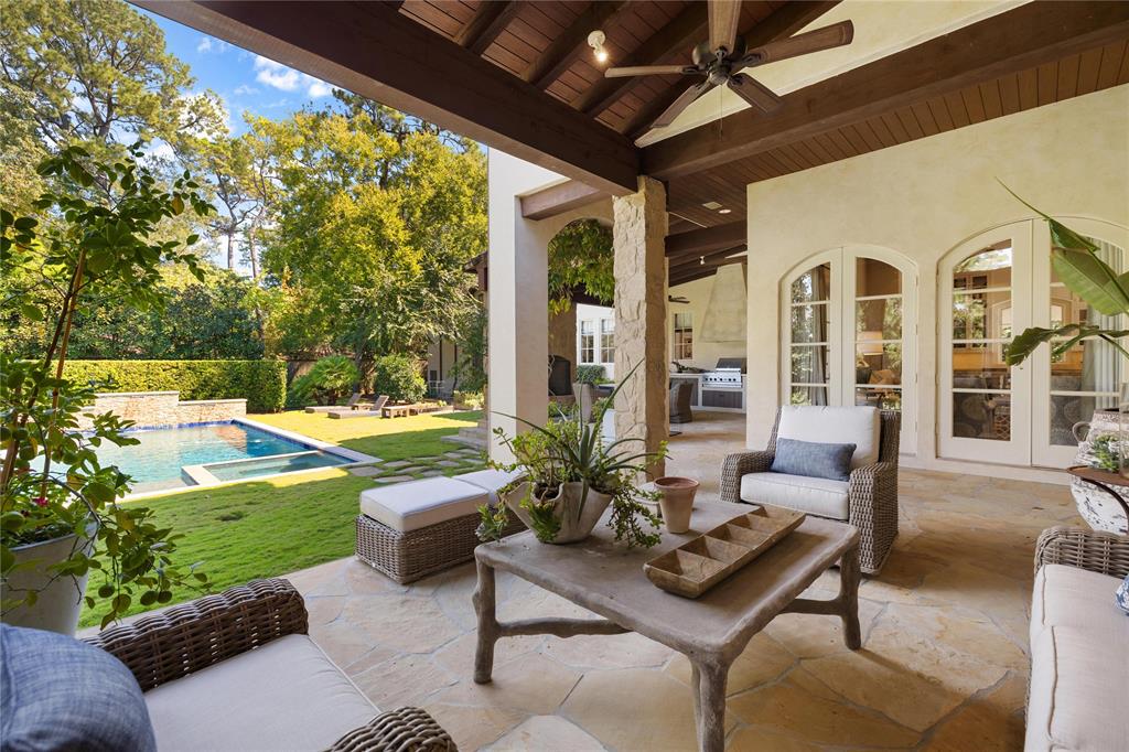 Outdoor entertaining areas are abundant at this home at 410 Longwoods Lane. Agents from Compass represented both the buyer and the seller. 