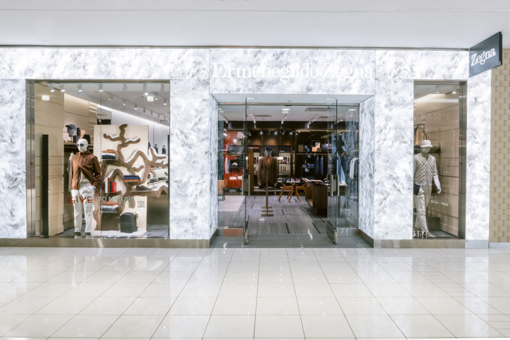 Zegna moves its Galleria boutique as a neighbor to Prada, creating an Italian fashion powerhouse corner. (Photo ©kellidurham)