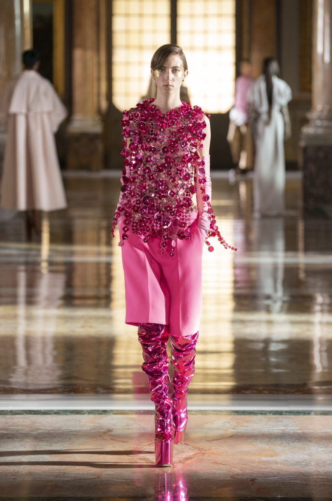 The Valentino Haute Couture Code Temporal collection fashion show debuted at Galleria Colonna in Rome.