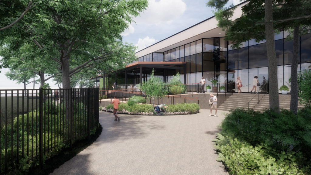 The outdoor deck entry to the club at The Houstonian which is set to begin a $23.5 million renovation.