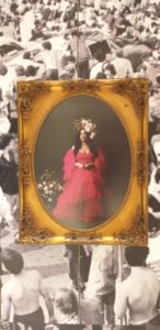 Tranquil, Renaissance beauty resonated from this piece: Johanna Booth's "Lady in Waiting," 2020. (Photo by Catherine D. Anspon)