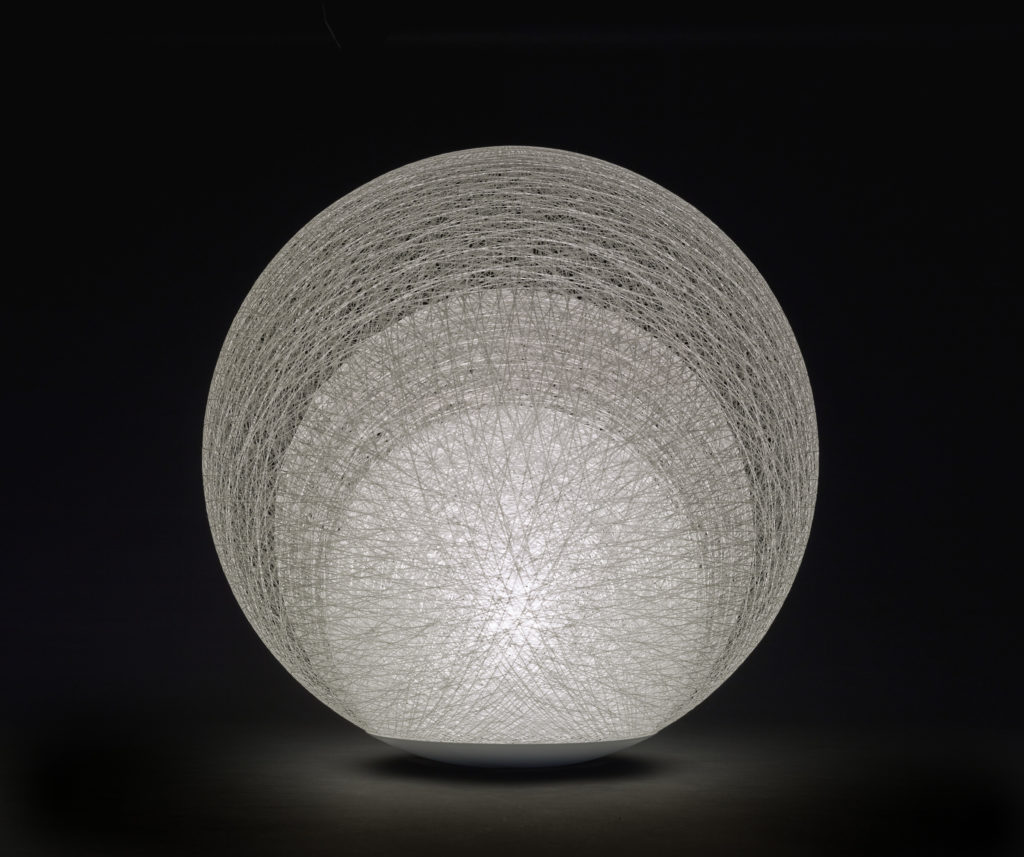 Toyo Ito, Mayuhana Mie Floor Lamp, designed 2007, made 2019, fiberglass, aluminum, steel, paint, and 60 watt incandescent bulb.